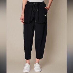 Nike Women’s Black Jogger Track Pants XS Drawstring Sherpa Trim Elastic Waist